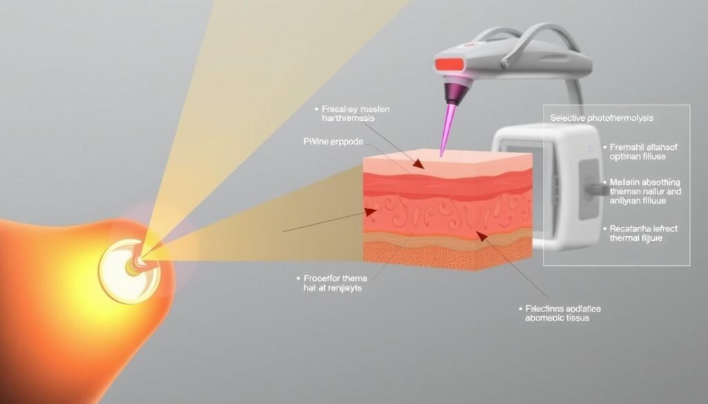 激光脫毛技術原理示意圖